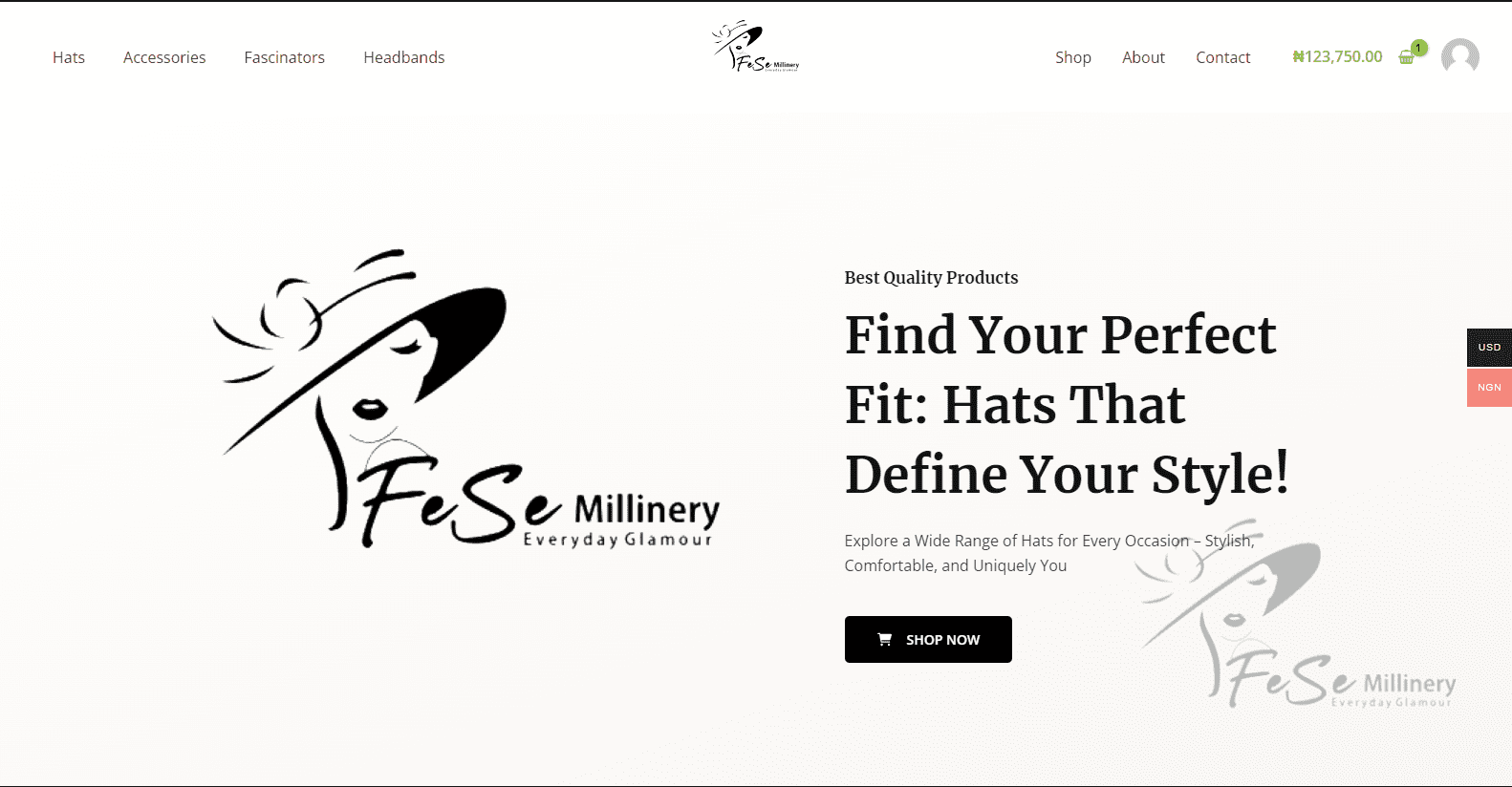 Fesemillinery Hats eCommerce Website Design — Lagos